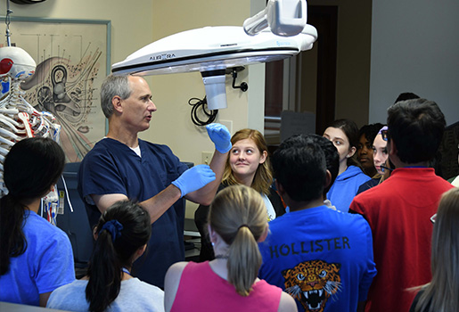 Instructor teaching in the cadaver lab.