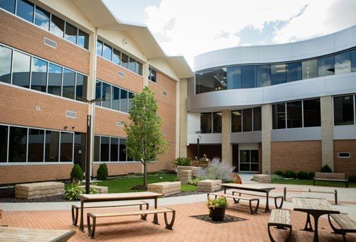 Courtyard view on-campus at Logan
